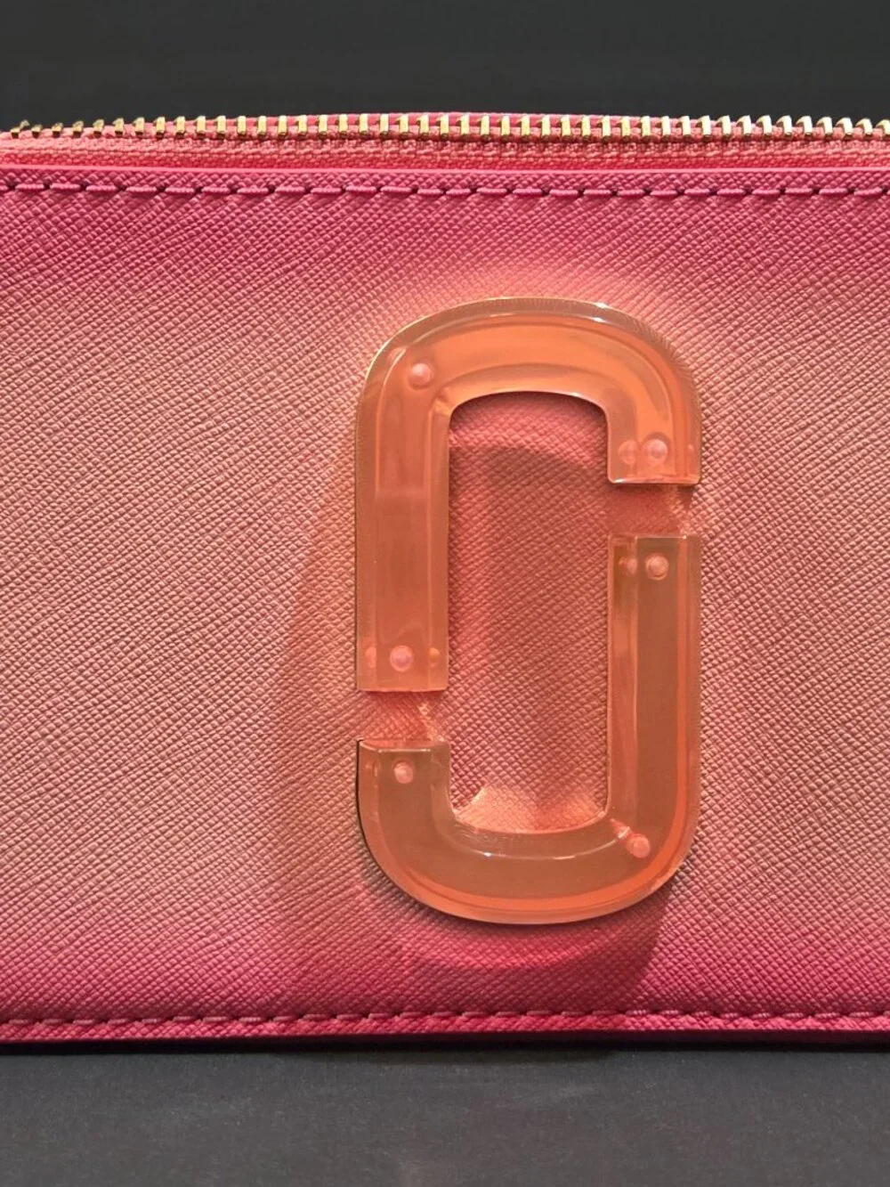 Marc Jacobs The Snapshot Camera Fluoro Leather Crossbody Bag Pink Orange